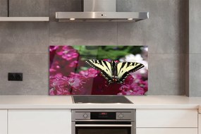 Panel Kuchenny Szklany Motyl na Łące Kwiatowej