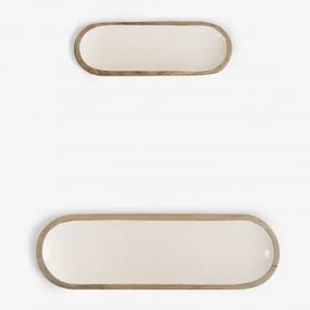 Zestaw 2 Dekoracyjnych Tac Z Drewna Mango Fruela Jasne Drewno Mango - Sklum