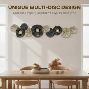 HOMCOM Obraz ścienny, ozdoba ścienna z metalową ramą, nowoczesny styl, Czarny+Złoto | Aosom PL