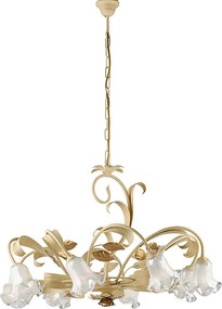 Żyrandol koszykowy z żeliwa lakierowanego na kolor kości słoniowej, 8 świateł, 112 Ø85 BL274-8-AV