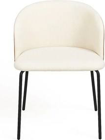 Zestaw 6 Krzese Glacia Biaa Tkanina z Tapicerowanym Drewnianym Oparciem