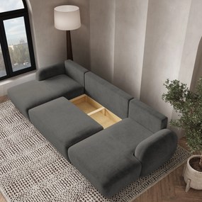 Masseno Narożnik SAVONA z funkcją spania i pojemnikiem na pościel Narozniki U, Rozkładana sofa - Szary, KRONOS 15