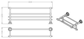 SAPHO 1318-14 Diamond półka na ręczniki z uchwytem 60 cm, brąz