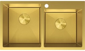 Mexen Xorin zlewozmywak stalowy 2-komorowy 780 x 450 mm, złoty HC - 6441782000-55HC