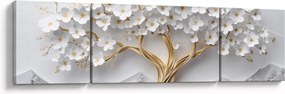 Obraz – Eleganckie drzewo życia 3D pełne kwiatów (170x50 cm)