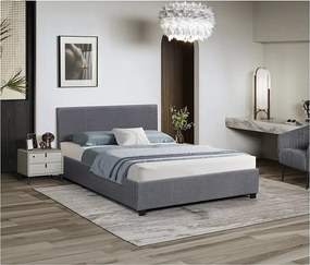 Podwójne łóżko z pojemnikiem "Carla" - 160 x 200 - Szare, stelaż i zagłówek w zestawie