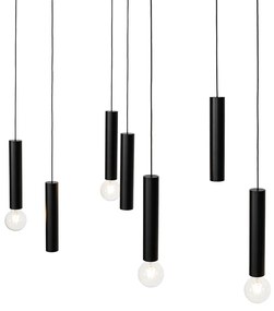 Designerska lampa wisząca czarna owalna 7-punktowa - TubaDesignerski Oswietlenie wewnetrzne