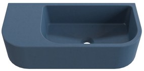 Umywalka betonowa wisząca / nablatowa półokrągła z półką bez otworu na baterię 65 x 30 cm LARMO | różne kolory : Kolor - Niebieski denim, Typ montażu - podwieszana