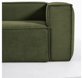 Ciemnozielona sztruksowa sofa Kave Home Blok