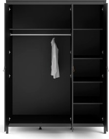 Trzydrzwiowa szafa ubraniowa w kolorze czarnym Madrid 3D