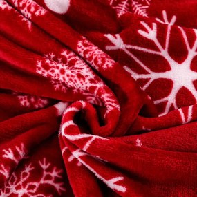 Czerwony świąteczny mikropluszowy koc SNOWFALL Rozmiar: 150 x 200 cm