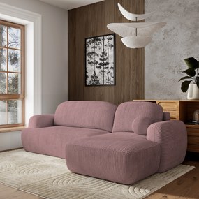 Masseno Narożnik MODENZA z funkcją spania i pojemnikiem na pościel Narozniki L, Rozkładana sofa - Wrzosowy, POSO 130