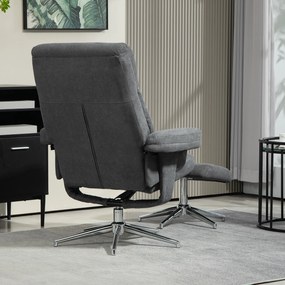 HOMCOM Fotel relax z podnóżkiem, regulowane oparcie, wykończenie aksamitem, do 150 kg, Antracyt