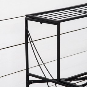 Outsunny Regał na kwiaty 3-poziomy Metalowy stojak na rośliny Do wnętrz i ogrodu Czarny 95x63x72cm | Aosom PL