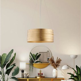 Mambo lampa wisząca z białego lakierowanego żelaza, dekor stare złoto, regulowane linki stalowe, elegancki nowoczesny styl, 3 światła