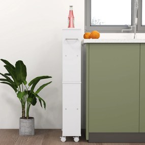 HOMCOM Regał wielofunkcyjny na kółkach, wąski, 4 półki, 45x15x91 cm, Biały