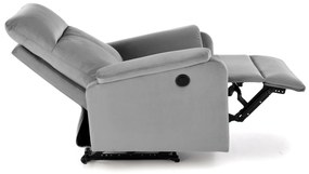 Fotel wypoczynkowy z funkcją elektrycznego rozkładania CROCUS popielaty