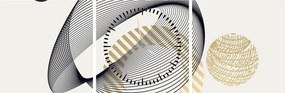 Obraz - Kształty geometryczne N⁰3 (z zegarem) (90x30 cm)