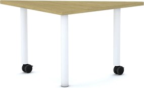 Stolik dla ucznia z kółkami Move trójkątny 106x75 cm, rozmiar 4-6, blat dębowy / nogi białe