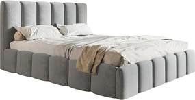 Łóżko tapicerowane 180x200 Palermo - pojemnik i stelaż metalowy, tkanina aksamitna, jasny szary (Jasmine 90)