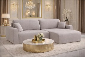 Narożnik z funkcją spania i pojemnikiem Ariel L, tkanina welurowa Salvador, Szary, Prawy