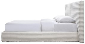 Łóżko tapicerowane 160x200 kremowe, pluszowe MADERA 214/210/111 cm