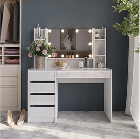 Stół toaletowy biały/biały wysoki połysk 119.8x50.1x76 sherry