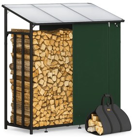 Gardebruk Wiata na drewno opałowe CORINA, 198x163x70 cm, antracyt/zielona
