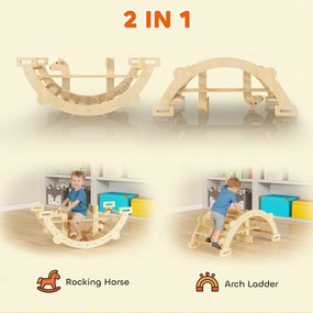 AIYAPLAY Montessori drabinka wspinaczkowa do domu, 2 w 1 łuk z drewna, dla dzieci 2-4 lata, 110x52x45 cm, drewno naturalne
