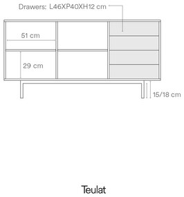 Szaro-naturalna niska komoda w dekorze dębu 159x80 cm Sierra – Teulat