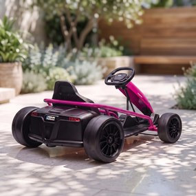 HOMCOM 24 V Elektryczny gokart dla dzieci do 13 km/h Gokart z funkcją driftu, drift-kart z 2 silnikami dla 8–12 lat Różowy | Aosom PL