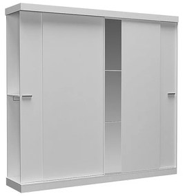 Szafa - Podwójne drzwi przesuwne - z lustrem - dł.231 cm - Kolor: biały - ADALRIK II