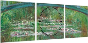 Obraz - Claude Monet, The Japanese Footbridge, reprodukcje (z zegarem) (90x30 cm)