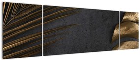 Obraz ze złotymi liśćmi (170x50 cm)