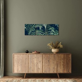 Obraz liści paproci (z zegarem) (90x30 cm)