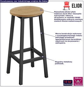 Zestaw 2 Okrąglych Taboretów Kuchennych Loft Dąb Sonoma B1-R63