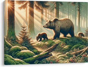 Obraz - Niedźwiedzie w lesie (70x50 cm)