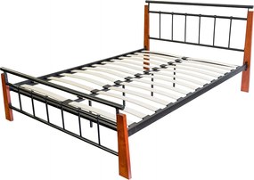 Metalowe łóżko 160x200 cm, czarno-brązowe, model 5072