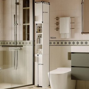 Regał łazienkowy stojący szafa biały loft szafka półka słupek wysoki wąski