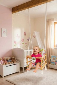 Szara huśtawka kubełkowa dla dzieci w motylki E0-G78