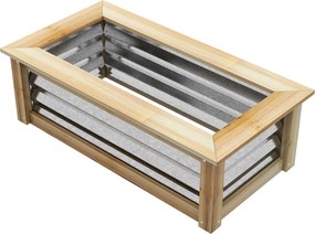Outsunny Podwyższone łóżko ogrodowe, samoodprowadzające, otwarta podłoga, metal + drewno, 90 x 45 x 30 cm