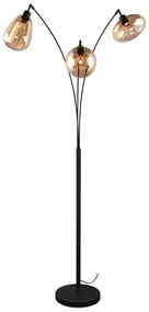 Czarno-pomarańczowa lampa stojąca ze szklanym kloszem (wys. 200 cm) Lumina – Trio