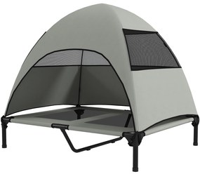 PawHut Zewnętrzne Legowisko dla Psa z Daszkiem, Podwyższone dla Dużych Psów, 91 x 76 x 90 cm, Jasnoszary