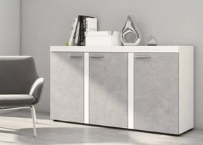 Pojemna komoda Rumb III w kolorze Beton Jasny + Biały do biura