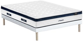 Zestaw 160 x 200 cm: łóżko tapicerowane + materac sprężynowy kieszeniowy 5-strefowy, pokrowiec chłodzący, grubość 28 cm – KOROVOU by YSMÉE