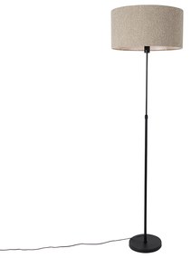 Lampa podłogowa czarna regulowana z abażurem boucle taupe 50 cm - ParteDesignerski Oswietlenie wewnetrzne