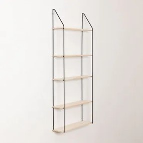 Półka Ścienna ↔︎ 65 Cm Z Drewna I Stali Arison Regał 5 Półkowy - Sklum