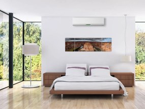 Obraz jeziora na klifie (170x50 cm)