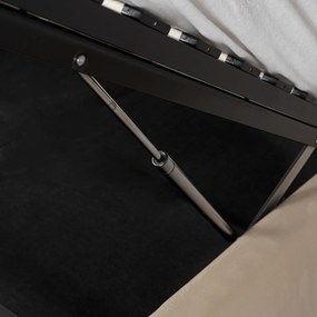 Łóżko Tapicerowane 160x200 cm HAGA ze Stelażem i Pojemnikiem Dwuosobowe Welurowe Kremowe