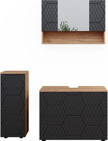 Zestaw mebli łazienkowych antracyt o strukturze plastra miodu 80x41x58.6 irma